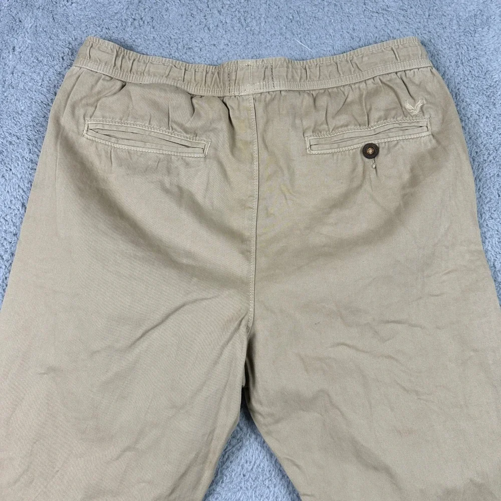 American Eagle Jogger Pants Mens‎ Medium Khaki Tan Cotton Twill Casual Lounge